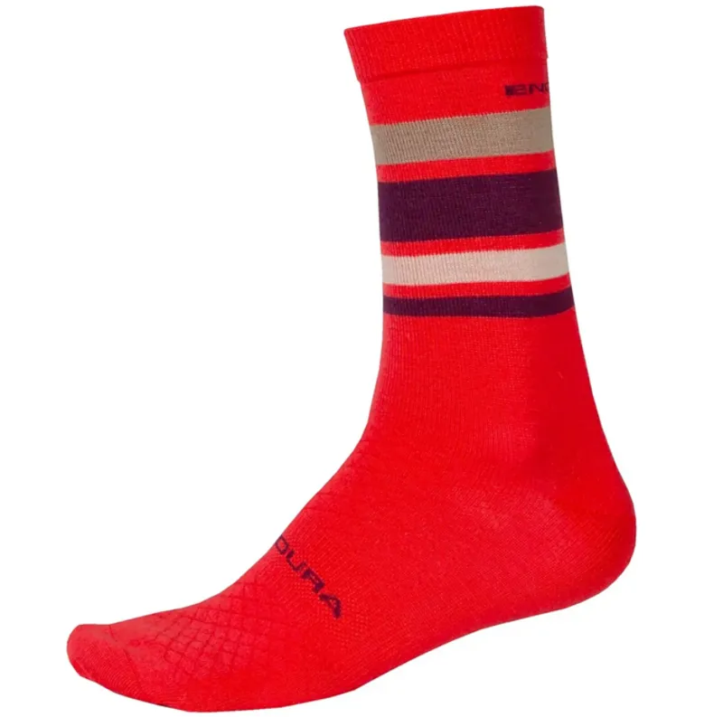 Endura BaaBaa Merino Stripe Socks Pomegranate